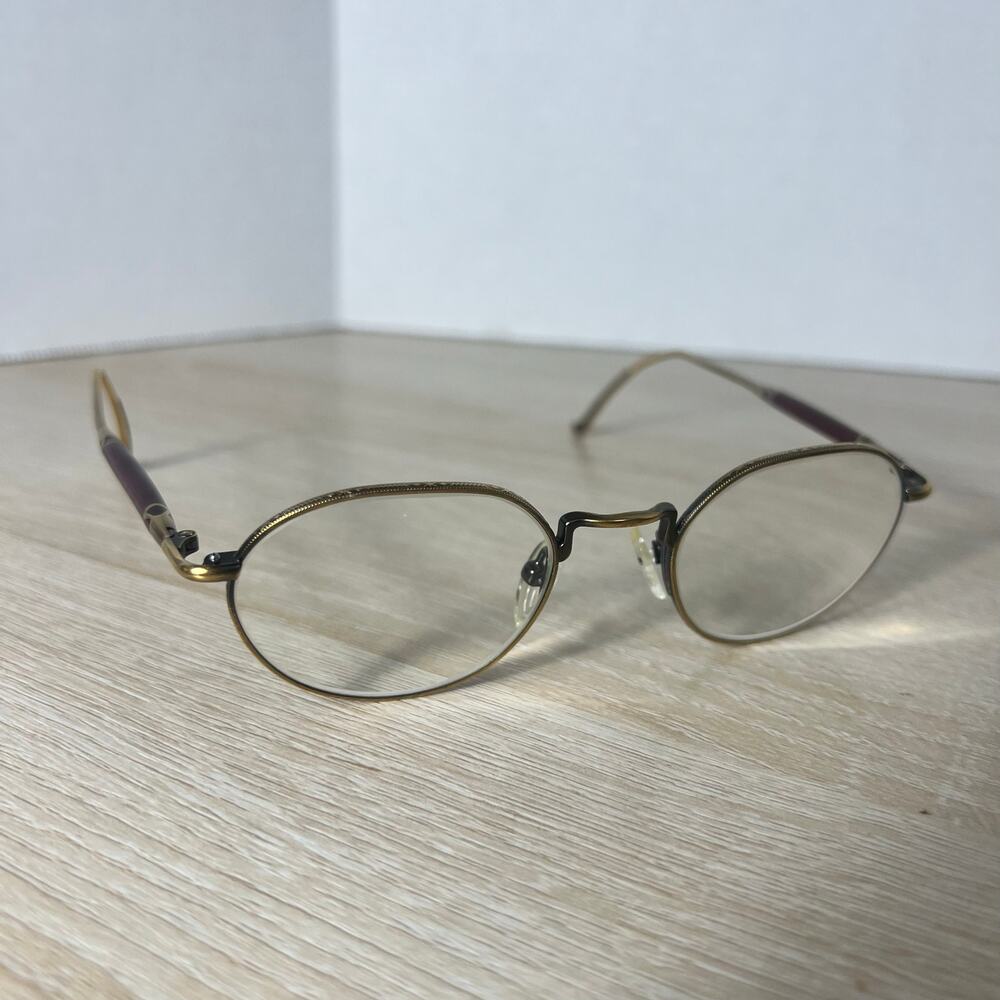Vintage Kata Eyeglasses Oval Gold Red Frames 47-20